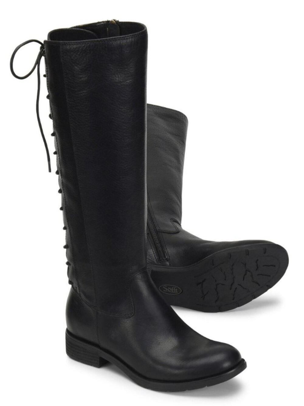 Sofft Sharnell II Black Leather Back Lace Up Boots Size 9